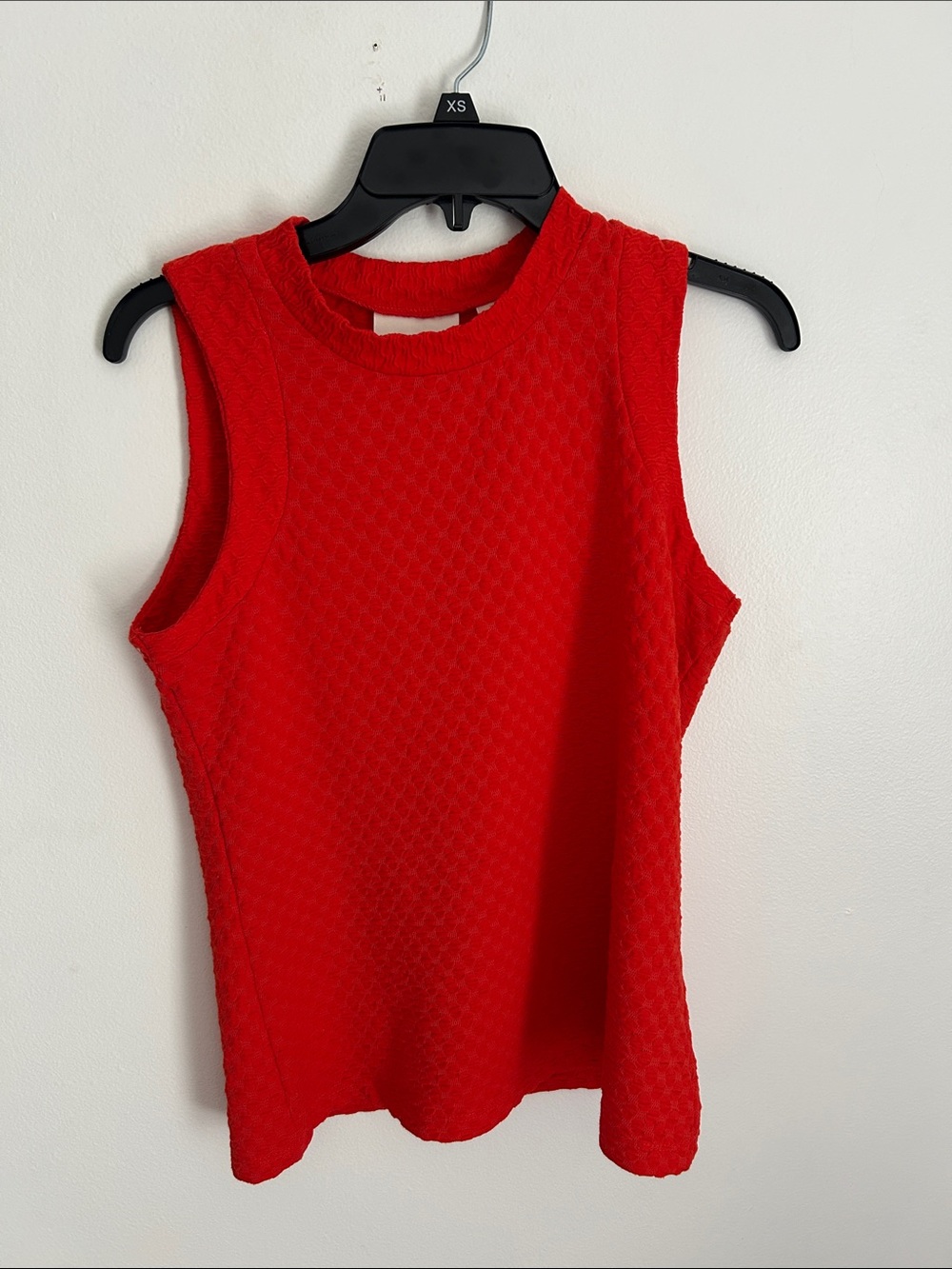 Anthropologie Maeve Bright Red Barbara Jacquard Knit Textured Crewneck Tank - Picture 6 of 11